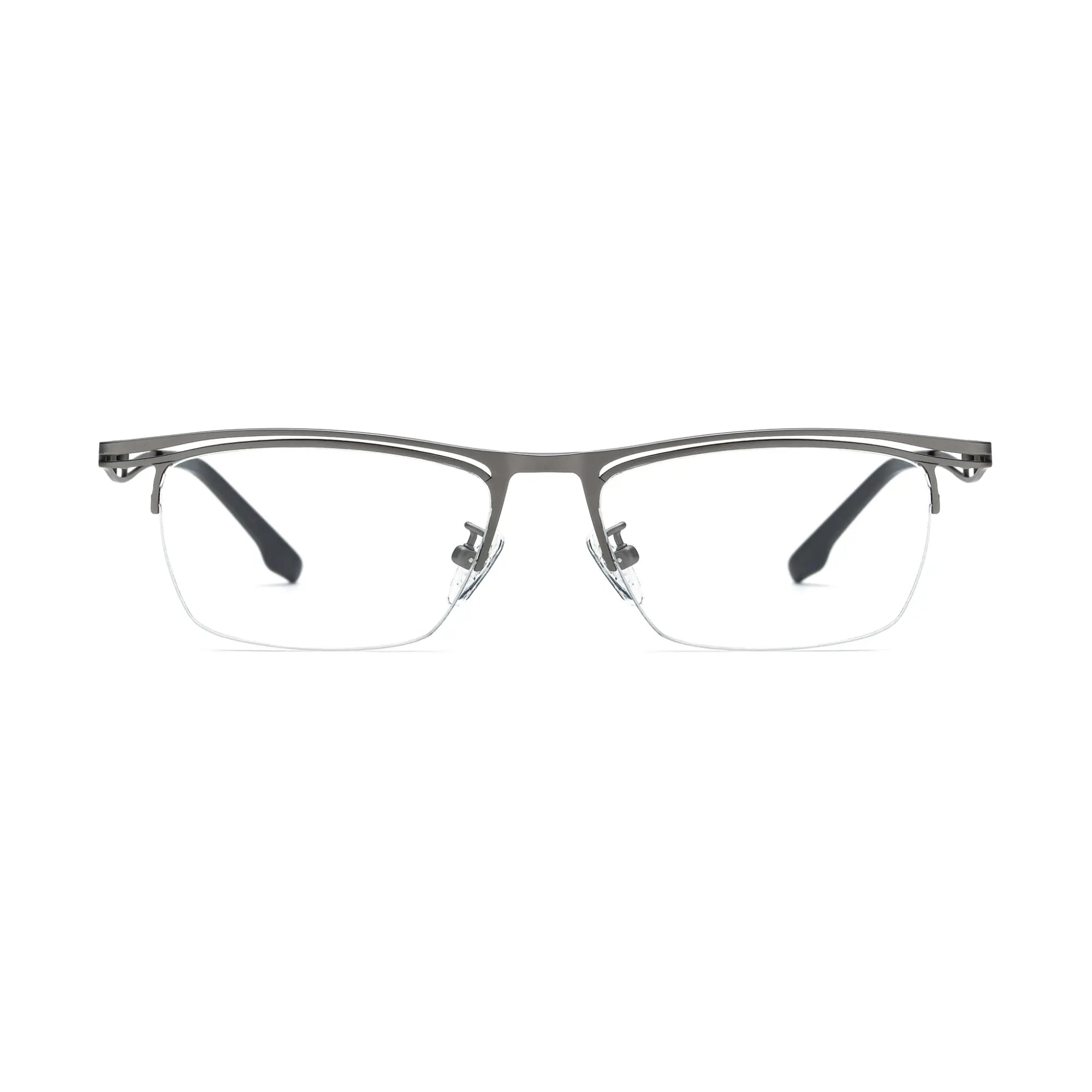 VoyueLens™ Graphite Gray Semi-Rim Eyeglasses – Front View – SKU VL185890-C8